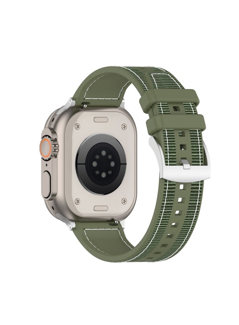Watch Sport Silicone Nylon Band Designed for Apple Watch Band 49mm 46mm 45mm 44mm 42mm for Men Women, Waterproof Soft Replacement Strap for iWatch Ultra2 Ultra SE SE2 Series 10 9 8 7 6 5 4 3 2 1 Green - Image 1