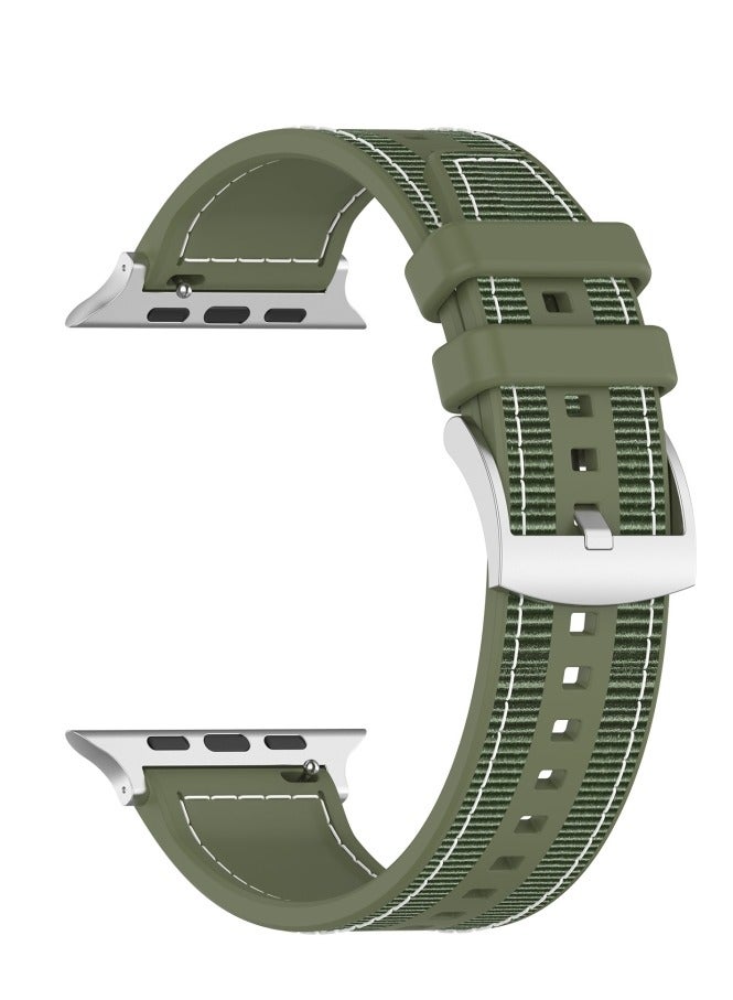 Watch Sport Silicone Nylon Band Designed for Apple Watch Band 49mm 46mm 45mm 44mm 42mm for Men Women, Waterproof Soft Replacement Strap for iWatch Ultra2 Ultra SE SE2 Series 10 9 8 7 6 5 4 3 2 1 Green - Image 2