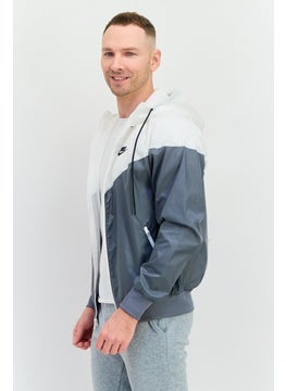 Nike Men Sportswear Fit Embroidered Logo Outdoor Jacket, White  - Image 2