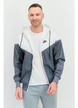 Nike Men Sportswear Fit Embroidered Logo Outdoor Jacket, White  - Image 1