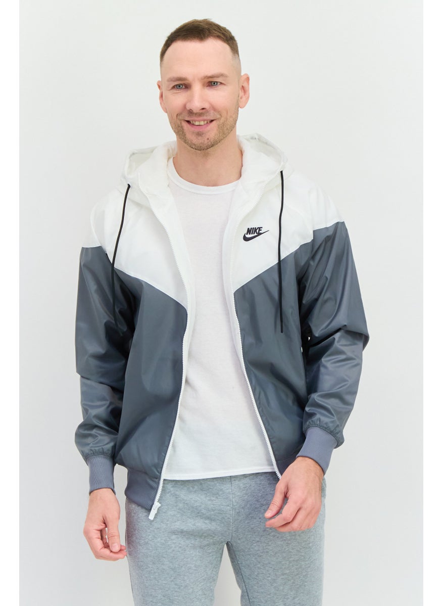 Nike Men Sportswear Fit Embroidered Logo Outdoor Jacket, White  - Image 1