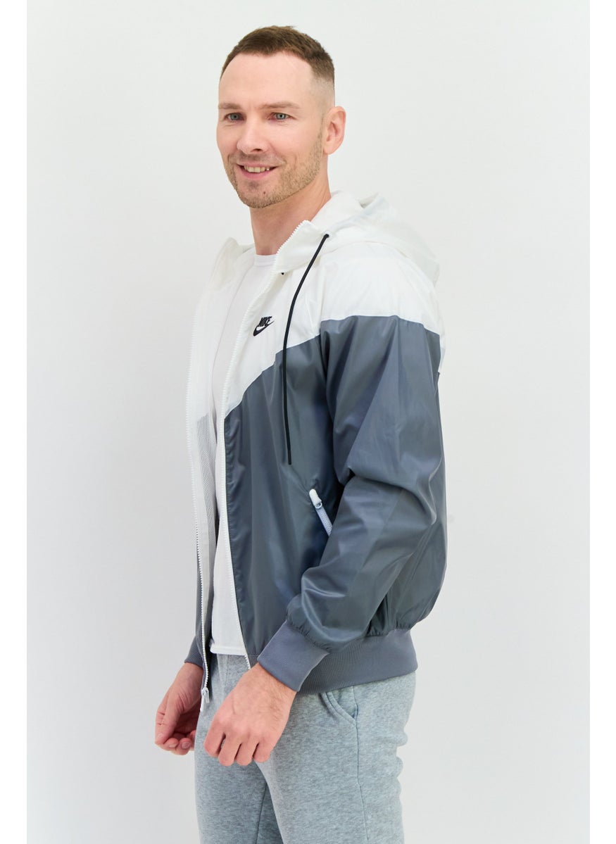 Nike Men Sportswear Fit Embroidered Logo Outdoor Jacket, White  - Image 2