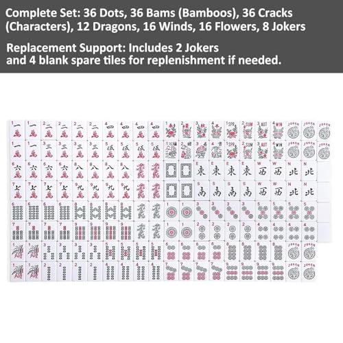 GUSTARIA 1.2” American Mahjong Tiles, 166 American Mahjong Tiles with White Color (Tiles Only, No Dice and Other Accessories) - Image 3