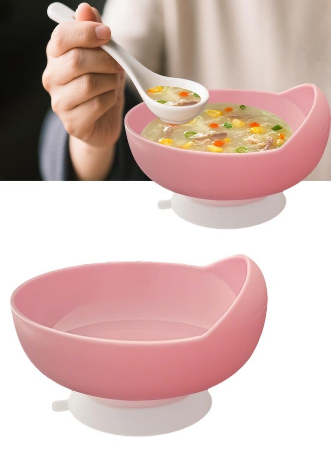 UKYCEORA Adaptive Bowl with Suction Cup on the Bottom, Suitable for Disabled People, Elderly People with Parkinson's Disease, Dementia and Tremors to Assist Eating.(Pink) - Image 1