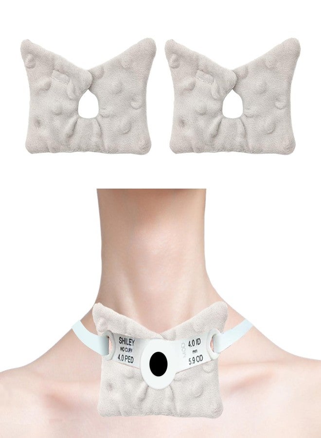 YOIHS Tracheostomy Dressing Pads, 2-Pack Trach Pads, Reusable Trach Tube Covers Buttefly Shape (Grey - Image 1