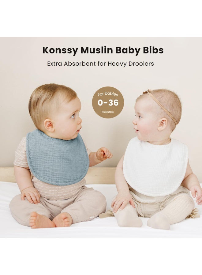8 Pack Soft Cotton Baby Muslin Bibs Adjustable Absorbent Newborn Drool Feeding Bib Set for Boys and Girls - Image 4