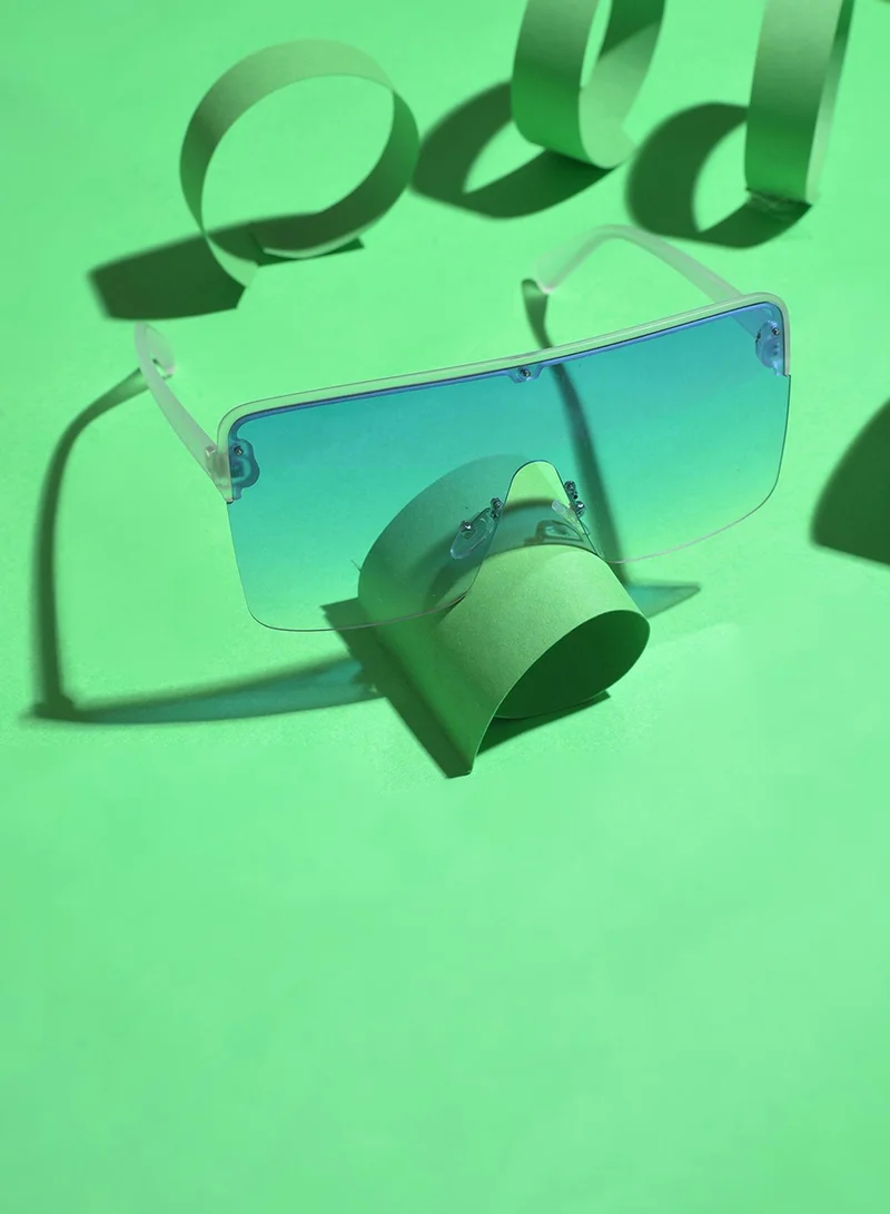 Haute Sauce Blue Lens White Oversized Sunglasses