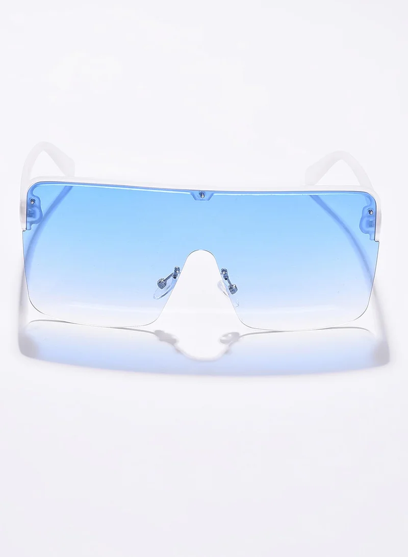 Haute Sauce Blue Lens White Oversized Sunglasses
