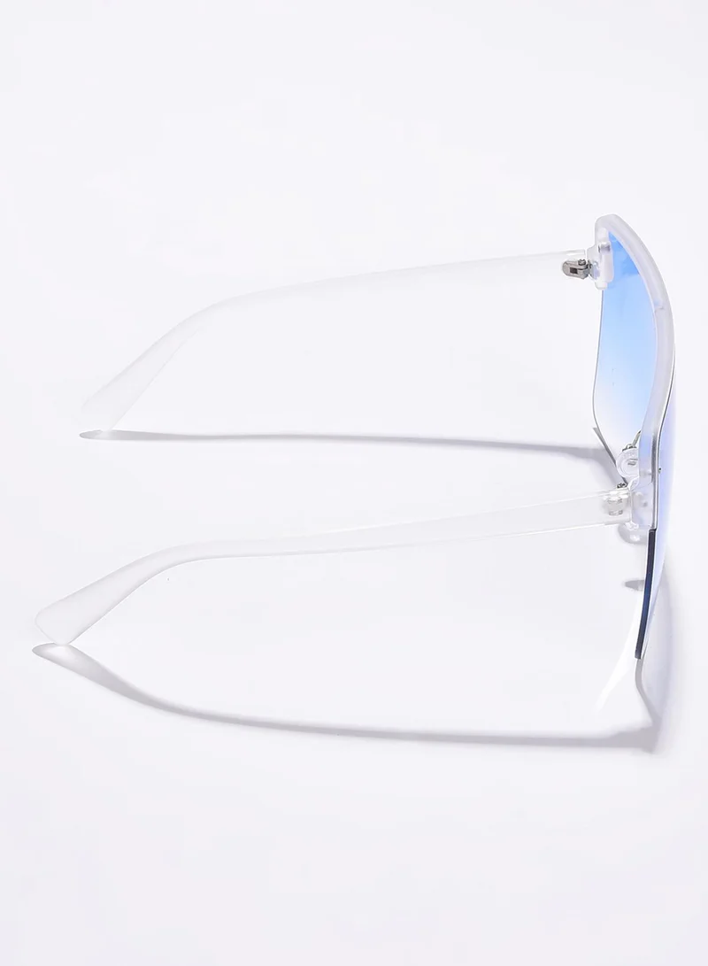 Haute Sauce Blue Lens White Oversized Sunglasses
