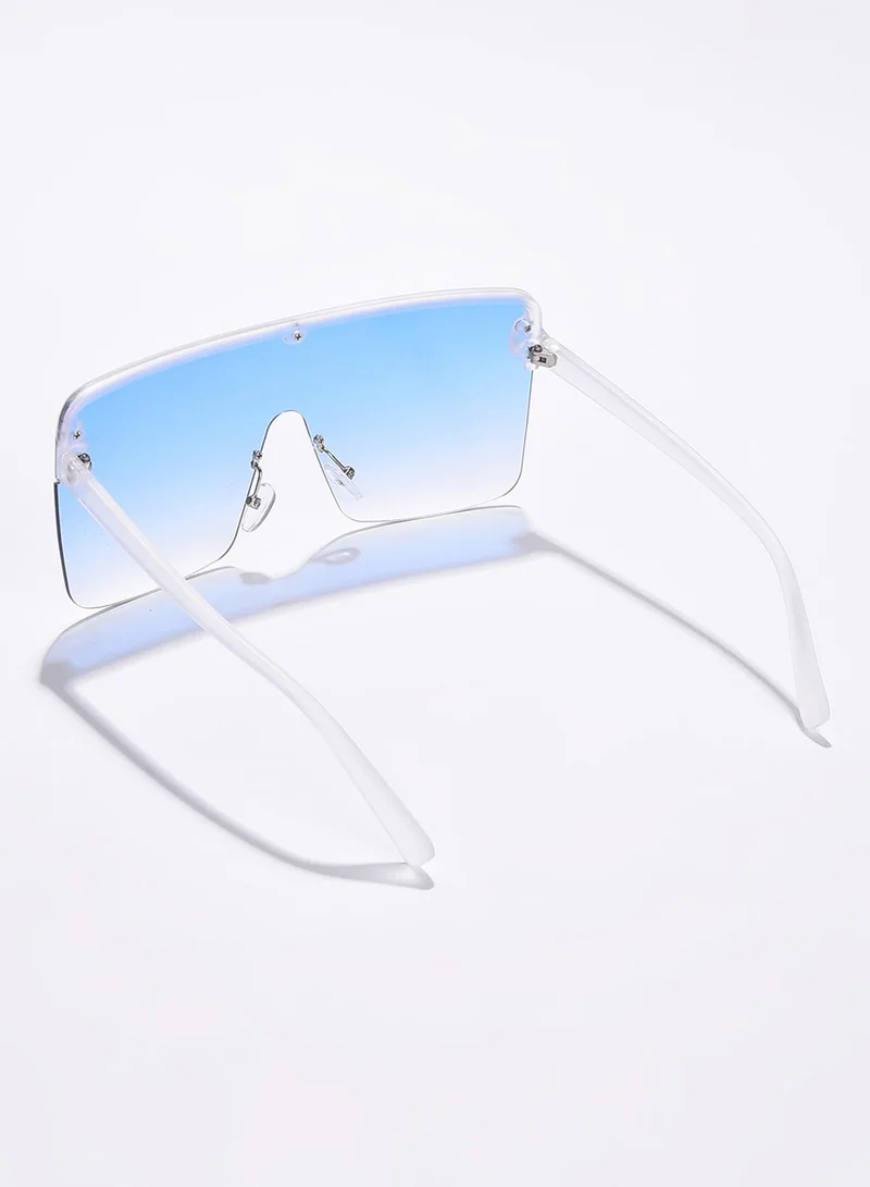 Haute Sauce Blue Lens White Oversized Sunglasses