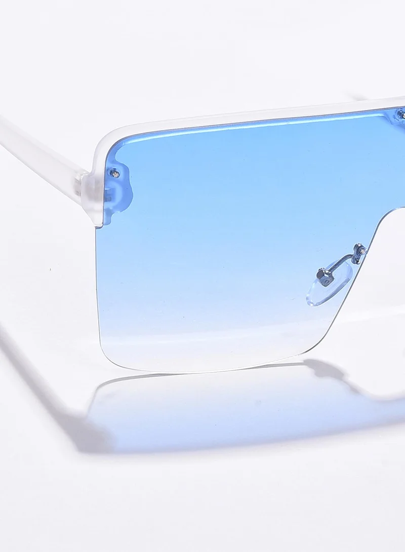 Haute Sauce Blue Lens White Oversized Sunglasses