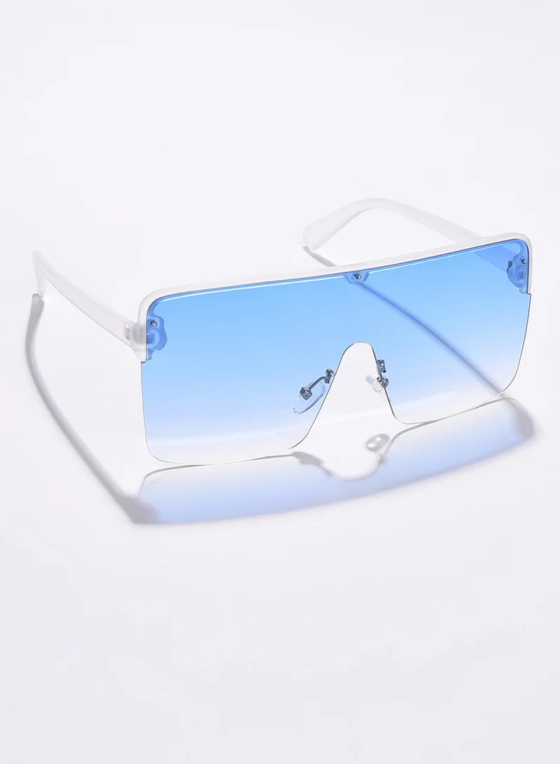 Haute Sauce Blue Lens White Oversized Sunglasses