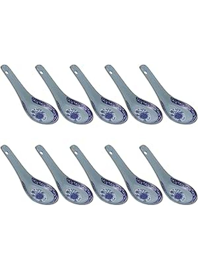 Milisten 10 Pieces Ceramic Soup Spoons Chinese Porcelain Mixing Spoon Blue And White Pattern Kitchen Utensils For Asian Food Serving Dining - Image 1