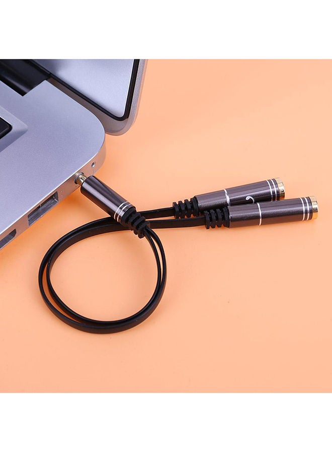 NIBEMINENT 3.5mm Stereo Audio Male To 2 Female Headphone Mic Y Splitter Cable Adapter Black+Gray - Image 2