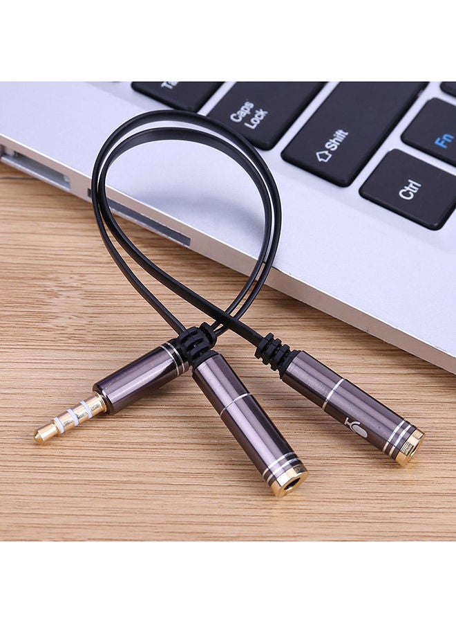 NIBEMINENT 3.5mm Stereo Audio Male To 2 Female Headphone Mic Y Splitter Cable Adapter Black+Gray - Image 3