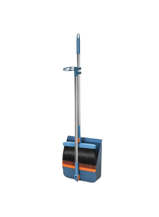 Blue Foldable Broom And Dustpan Set For Hard Floor Cleaning - Image 4