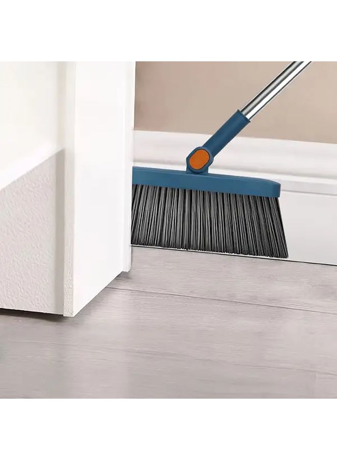 Blue Foldable Broom And Dustpan Set For Hard Floor Cleaning - Image 2