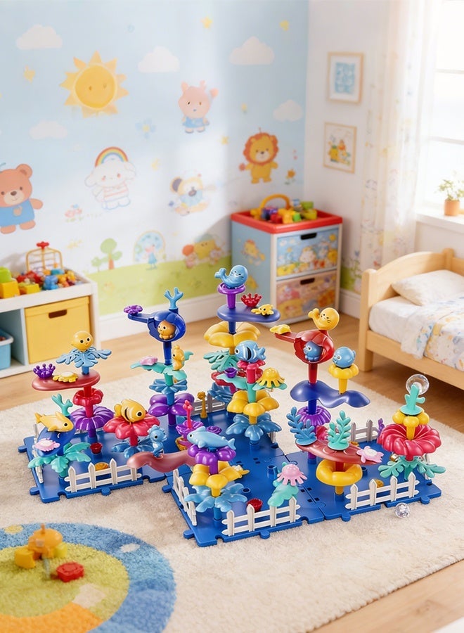 بيتوبي طقم ألغاز مكعبات بناء بحريّ ذاتي الصنع مكوّن من 104 قطع – لعبة إبداعية تعليمية (STEM) للأطفال والمراهقين والبالغين لتعزيز التفكير المنطقي والخيال - Image 1