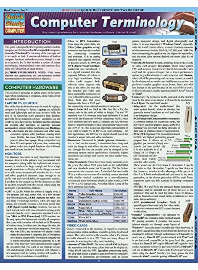 Computer Terminology: Quickstudy Laminated Reference Guide