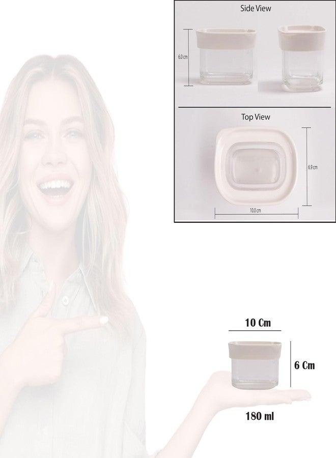 StacPro Airtight Containers For Kitchen Storage 180 ML, Pack of 4 | BPA Free Stackable Jar, Pantry Organiser, Fridge Storage Boxes, Grocery Container Set | Clear & Transparent Multipurpose Jar (White) - Image 3