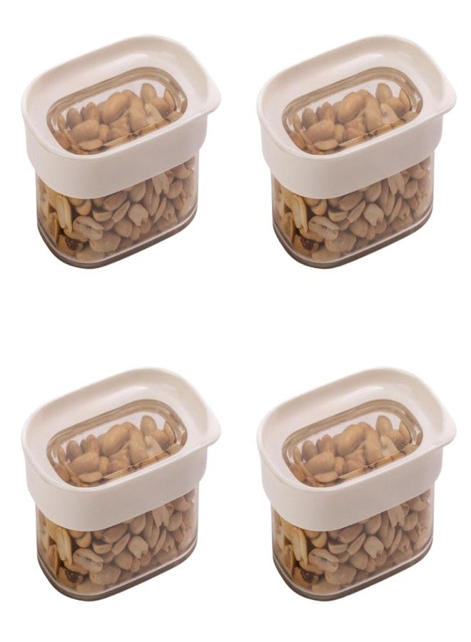 StacPro Airtight Containers For Kitchen Storage 180 ML, Pack of 4 | BPA Free Stackable Jar, Pantry Organiser, Fridge Storage Boxes, Grocery Container Set | Clear & Transparent Multipurpose Jar (White) - Image 1