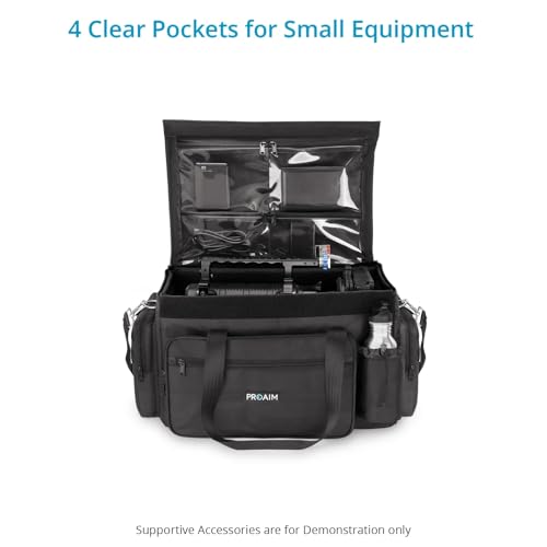 PROAIM Cine Cube Bag for Camera Gear, Photographer, Videographer Videomakers. Solid & Spacious, Removable Pouches, 4 Clear Pockets & Back Slate Pocket. Bottle Holder, Waterproof + Sling (P-CBCC-01) - Image 4