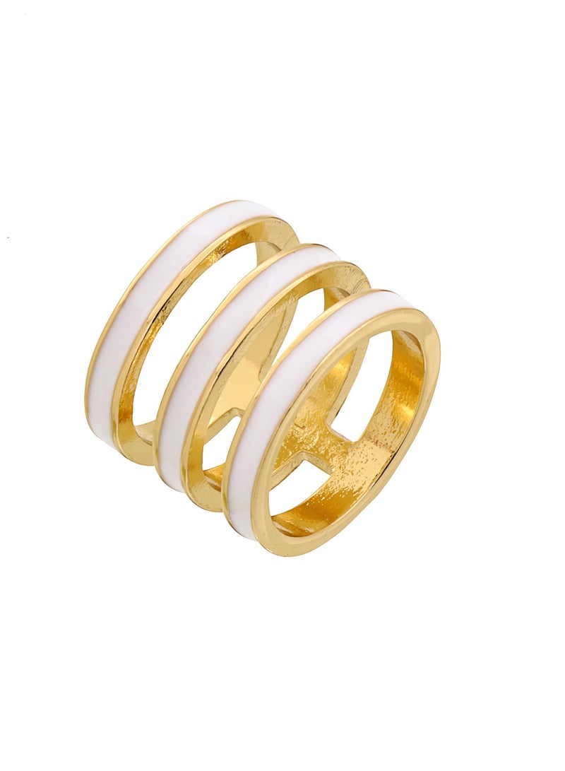 Fashionbox Tribal Enamel Triple Ring White 