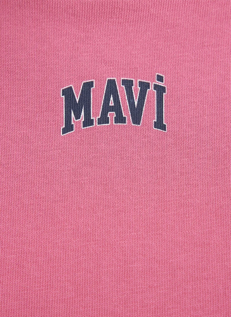 MAVI Mavi Logo Printed Pink Crop T-Shirt