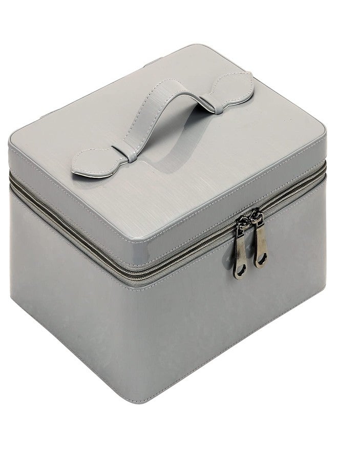 FADAK Vanity Organiser For Women Makeup Box For All Cosmetic And Jewellery Item With Pu Leather(Grey, Width: 17.5 Cm, Medium), Casual - Image 1