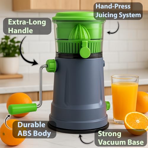 SUPERMOM Manual Juicer 1 Pc – Hand Pulpy Fruit Juicer for Home – Extra Long Handle & Silicone Ring to Prevent Leakage – Easy Juicer Machine for Kitchen – Durable, Portable & Efficient Juice Extractor - Image 5