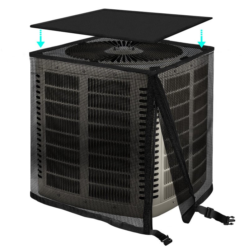 TRELC Air Conditioner Cover for Outside Unit All Seasons Full Mesh Air Conditioner Cover with Detachable Waterproof Top Outdoor AC Covers Against Cottonwood Leaves Debris 315 x 315 x 354