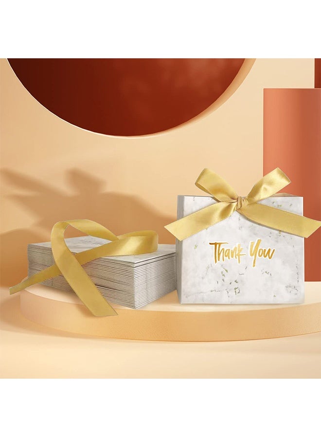 Peachjoy 30Pcs Thank You Gift Bags with Bow Ribbon Small Paper Gift Bags Favour Bags for Wedding Party Birthday Party Baby Shower, Pink Ribbon (Gold) - Image 5