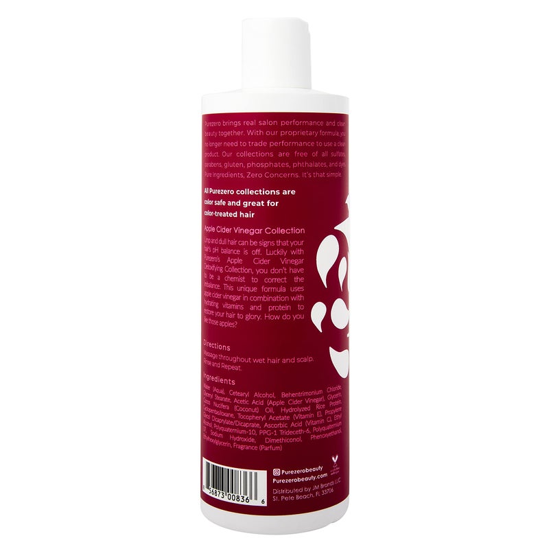 Purezero Apple Cider Vinegar Shampoo & Conditioner Set - Detox Scalp & Hair - pH balanced -Increase Hydration - Zero Sulfates, Parabens, Dyes - 100% Vegan & Cruelty Free - Great For Color Treated Hair - Image 5
