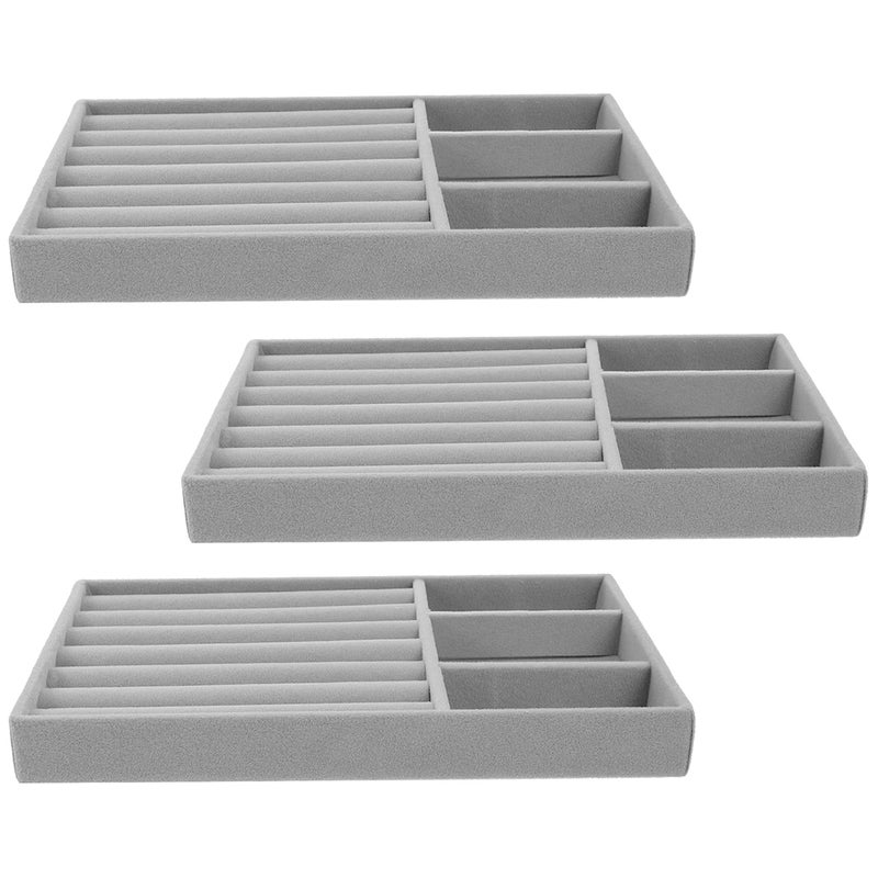 3Pcs Jewelry Display Trays Trinket Organizer Tray Jewelry Showcase Display Tray - Image 1