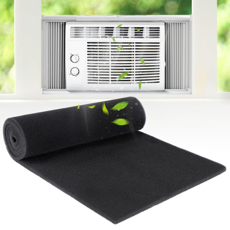 MADHOLLY 15.7" x 59" Extra Large Cuttable Air Conditioner Filters - Cut to Fit Carbon Pad Air Purifier Filters, Washable Reusable Foam Pad Pre Filter Roll for Air Filters AC Window Unit Charcoal Sheet - Image 1