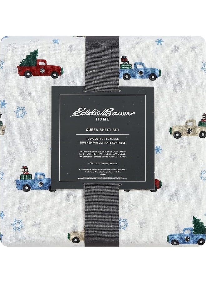 Eddie Bauer - Eddie Bauer - Twin Sheets, Cotton Flannel Bedding Set, Brushed for Extra Softness, Cozy Home Decor (Winter Outing, Twin) - Image 1