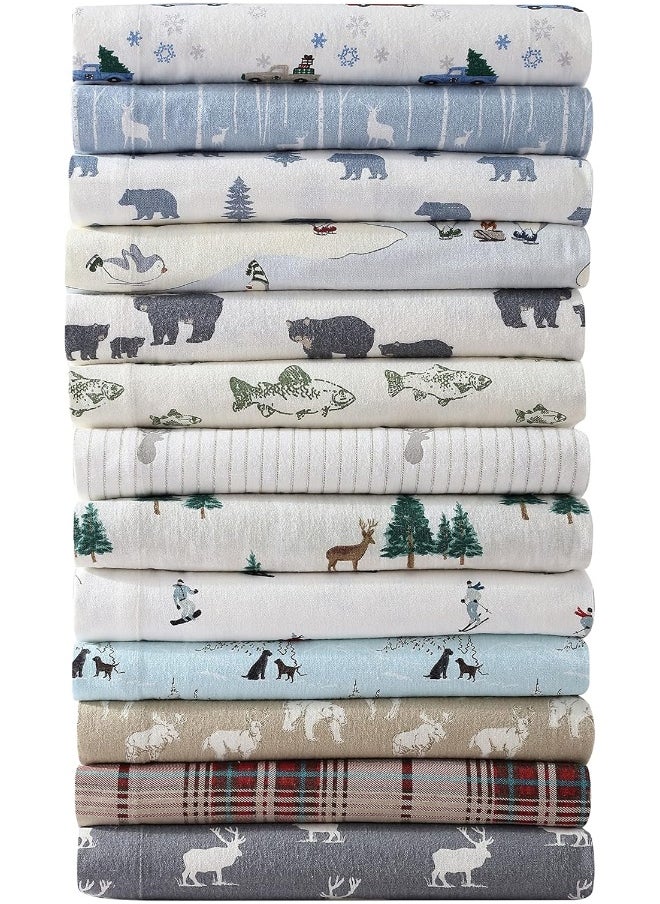Eddie Bauer - Eddie Bauer - Twin Sheets, Cotton Flannel Bedding Set, Brushed for Extra Softness, Cozy Home Decor (Winter Outing, Twin) - Image 1