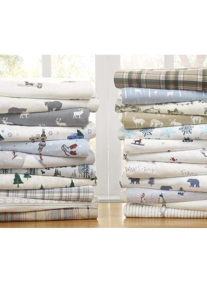 Eddie Bauer - Eddie Bauer - Twin Sheets, Cotton Flannel Bedding Set, Brushed for Extra Softness, Cozy Home Decor (Winter Outing, Twin) - Image 1