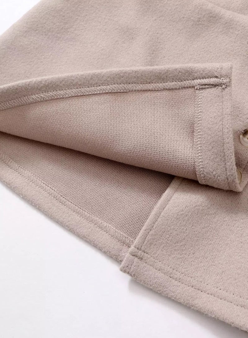 Toddler Girls Button Front Wool-Mix Fabric Skirt - Image 5