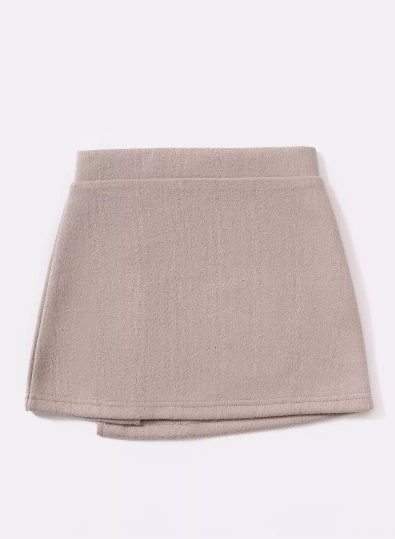 Toddler Girls Button Front Wool-Mix Fabric Skirt - Image 2