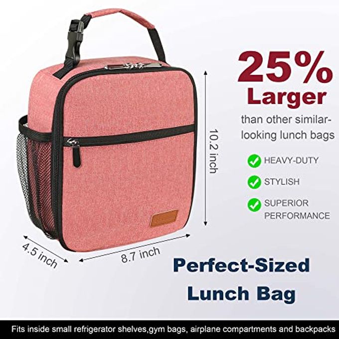 Femuar Lunch Box for Men Women Adults Small Lunch Bag for Office Work Picnic Reusable Portable Lunchbox, Pink - Image 5