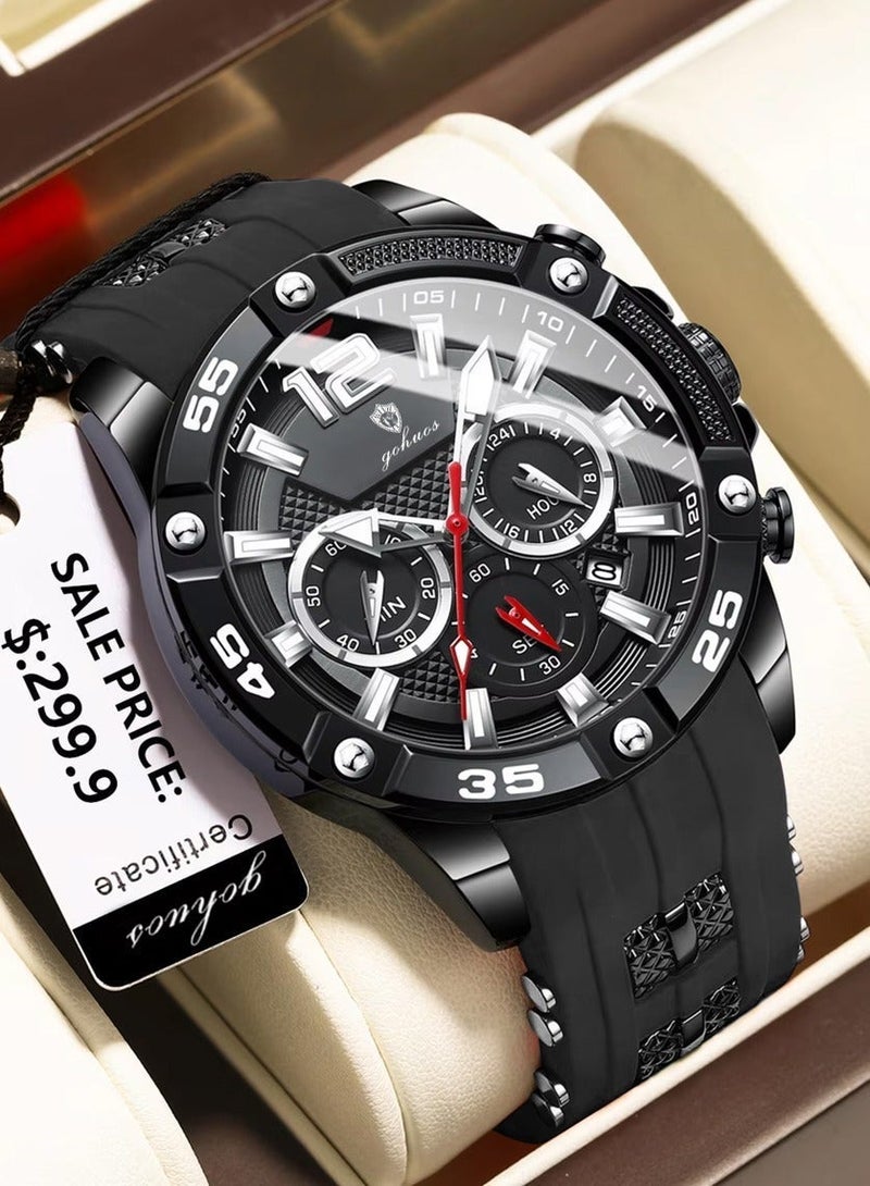 GOHUOS Watch for Men, Sport Waterproof Chronograph Analog Quartz Classic Stylish Business Work Wrist Watch - 46mm - Image 1