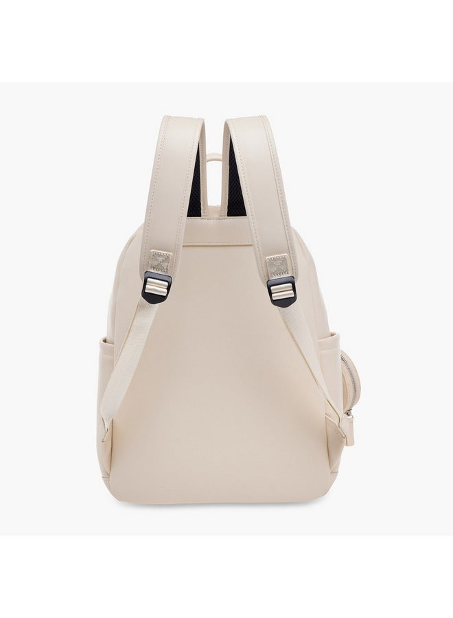 Lee Cooper Women Logo Print Backpack with Zip Closure and Attached Pouch - 31x13x14 cm  - Image 4