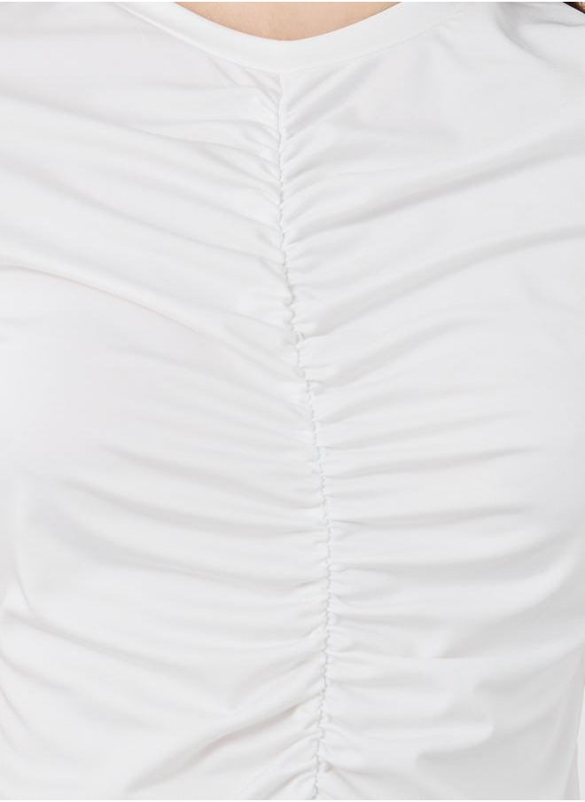 Take Two Take Two Solid Ruched Detail Short Sleeve T-Shirt  - Image 3