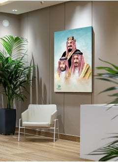 لوحة لوحة كانفاس على إطار خشبي لليوم الوطني السعودي بتصميم قادة المملكة  - Image 2