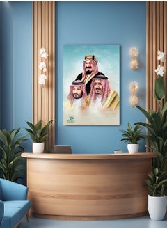 لوحة لوحة كانفاس على إطار خشبي لليوم الوطني السعودي بتصميم قادة المملكة  - Image 3