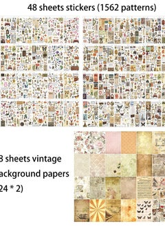 Excefore Vintage Scrapbooking Stickers Set, 96 Sheets with 1562 Pattern Stickers and 48 Background Papers, Aesthetic Stickers for Journaling, Planners, DIY Crafts, and Scrapbooking Supplies  - Image 2