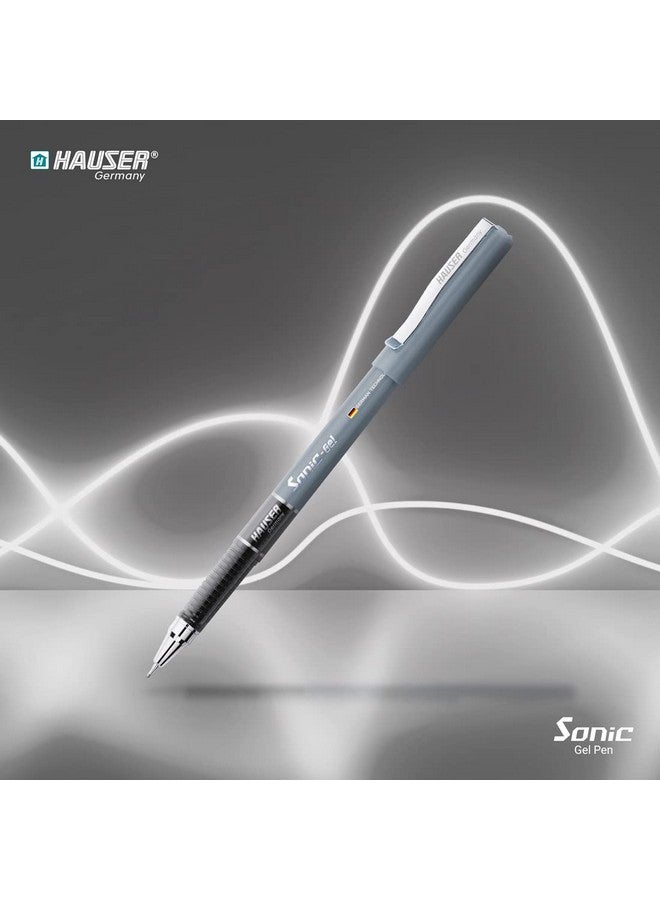 Hauser Germany Hauser Sonic 0.55mm Gel Pen Box | Attractive Foiled Body | Stylish Metal Clip | Refillable & Waterproof Gel Ink | German Technology For Smooth & Effortless Writing | Black Ink, Set of 10 Gel Pens - Image 5