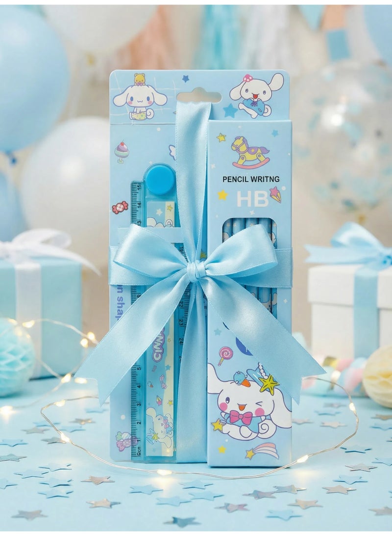 طقم قرطاسية سينامورول أزرق فاتح - مسطرة و 6 أقلام رصاص HB - Image 2