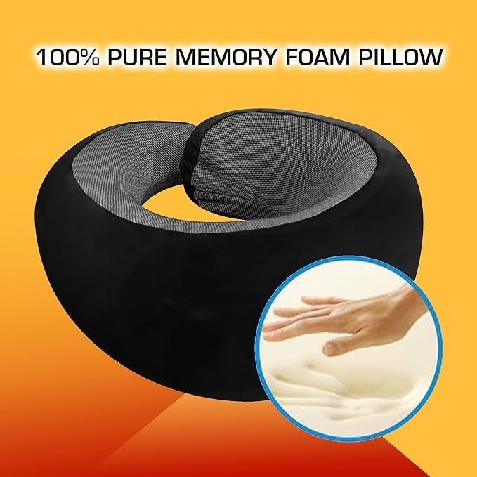 BigPlayer Raised Memory Foam Neck Pillow for Travel Neck Support Rest Pillow Car Pillow Flight and Train Accessory Pillow for Neck Pain Relief Neck Pillow and Eye Mask and Bag - Image 5